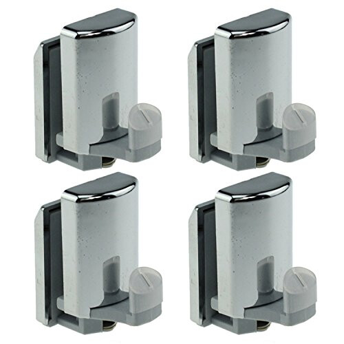 Set of 4 Chrome Shower Door Lower Hooks/Rollers/Pulleys/Runners