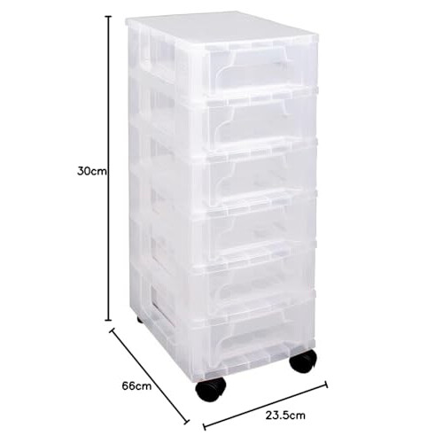 Really Useful Really Useful Plastic Storage Box Slimline Storage Tower 6x3.5 Litre Clear Frame with Drawers 1
