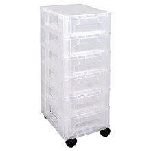 Really Useful Plastic Storage Box Slimline Storage Tower 6x3.5 Litre Clear Frame with Drawers