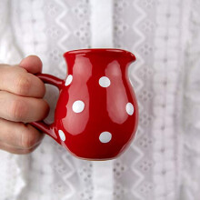 City to Cottage Red and White Polka Dot Handmade Hand Painted Small 150ml/5oz Ceramic Milk Jug Creamer Pourer