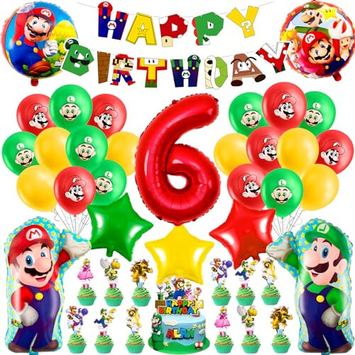6th Birthday Party Decorations for Boys Girls- 6rd Kids Birthday Decorations Super Foil Balloons Bros Happy Birthday Banner Party Latex Balloons Cake on OnBuy