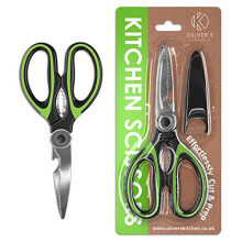 Scissors - Super Sharp & Heavy Duty Kitchen Shears - Multifunctional with Built in Bottle Opener & Safety Cover