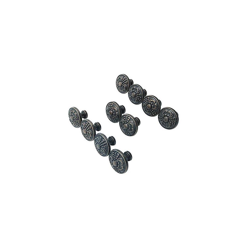10Pcs Vintage Cabinet Knobs Bronze Zinc Flower Pattern 38Mm Door Knob For Chest Of Drawers Kitchen Cupboard Wardrobes Pull Handles 745687152764