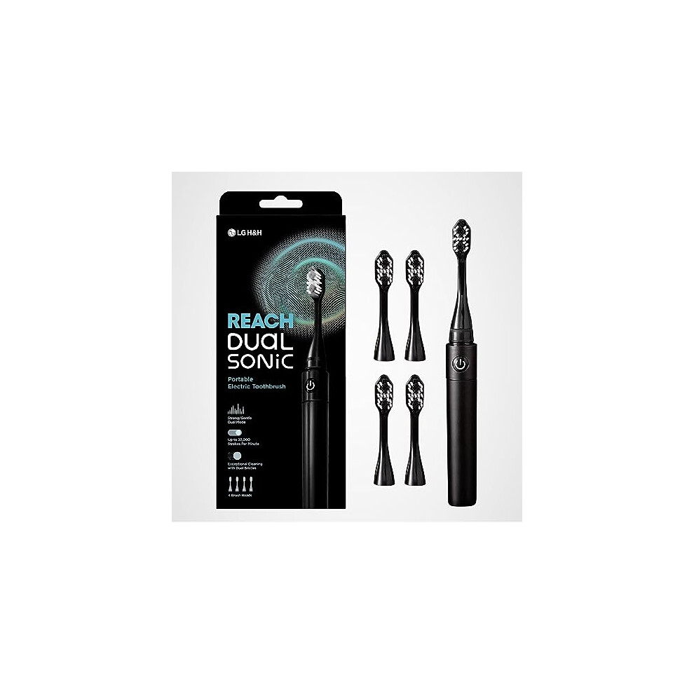 Dual Sonic Electric Toothbrush, 1 Handle 4 Toothbrush Heads, 2 Brushing Modes Strong & Gentle, Portable Travel Toothbrushes Adults, 27000 VPM With AAA