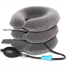 Cervical Neck Traction Collar Device Inflatable Spine Alignment Pillow Instant Pain Relief for Chronic Neck and Shoulder Pain (Gray)