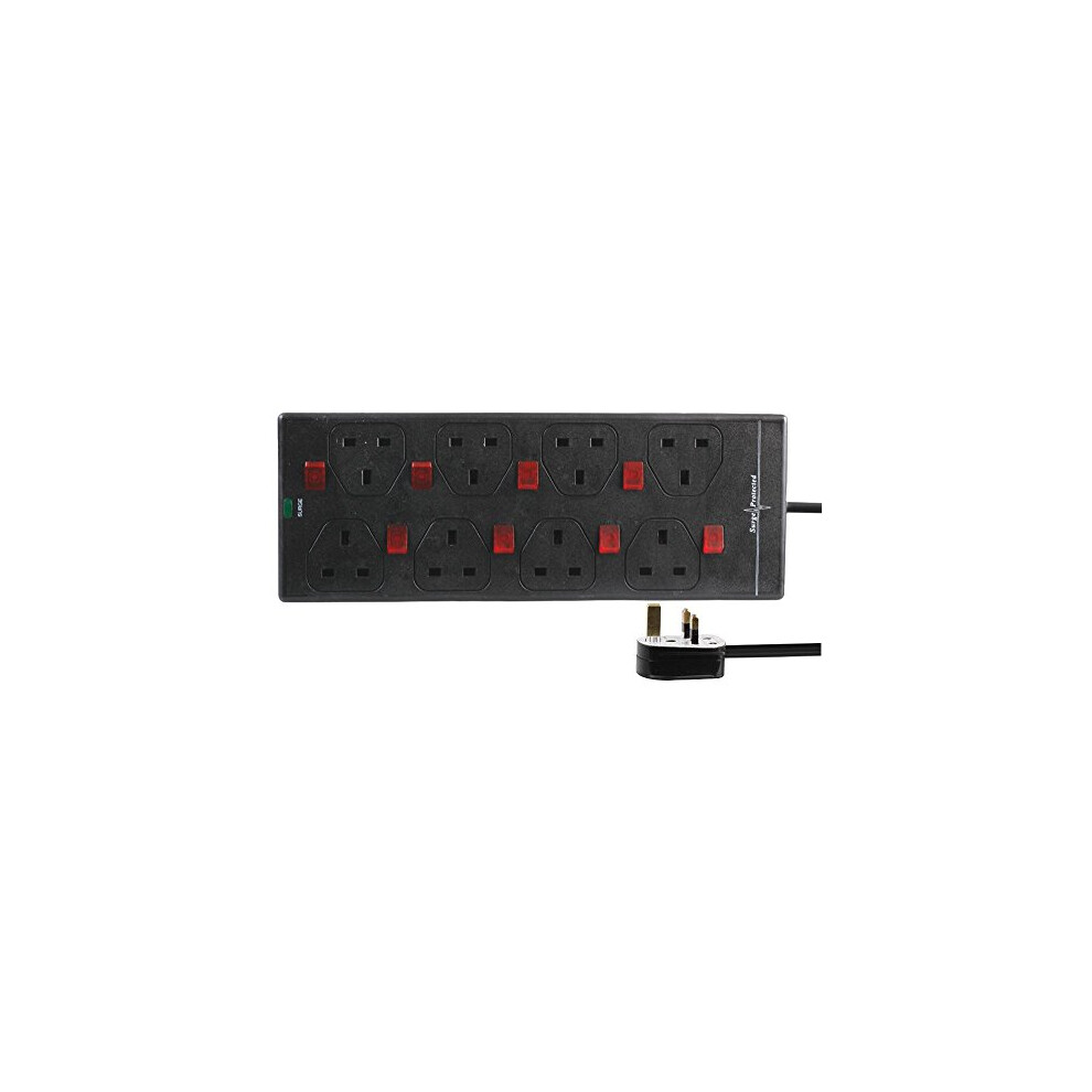 PELB1787 Extension Lead 8G Surge Switched Black 5M