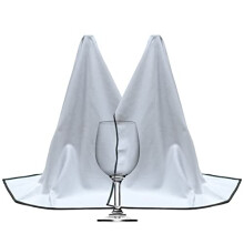Professional Microfibre Wine Glass Fine Polishing Cloth 45x71, 2 Pack (White w/Black Print, Microfibre Flat Weave)