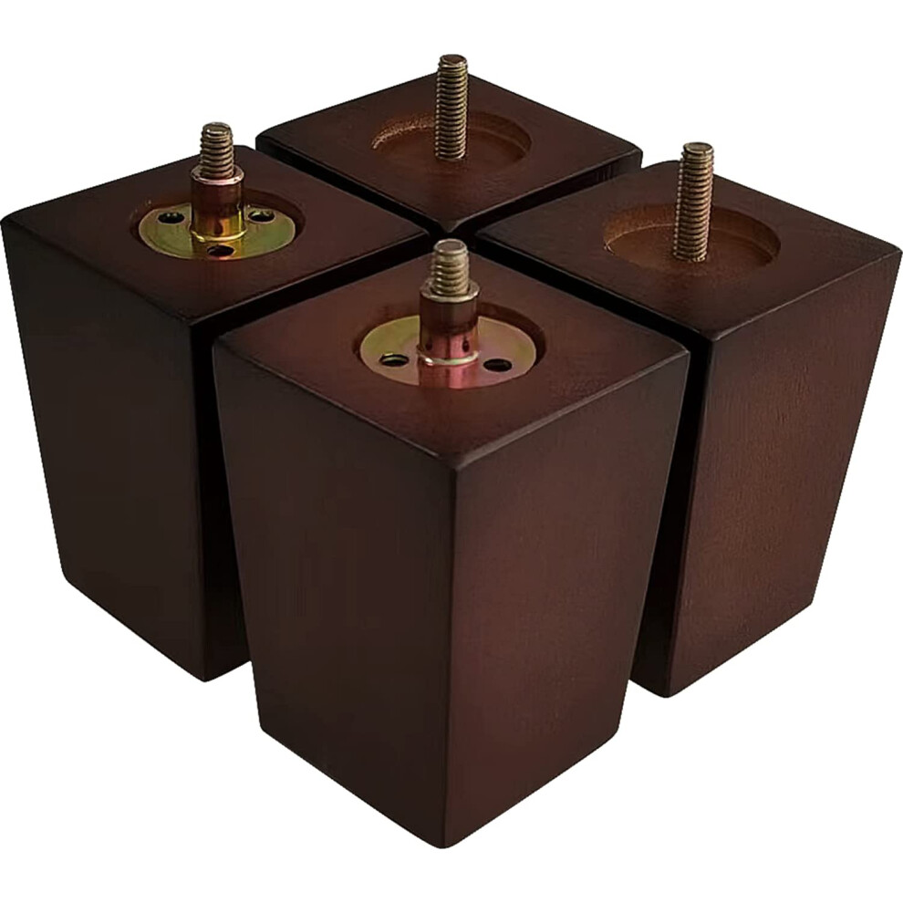 Square Sofa Legs Set Of 4, Wooden Furniture Legs 10Cm, Brown Modern Style Replacement Furniture Feet For Bed Cabinet Chair Cupboard Armchair, Family 783971335196