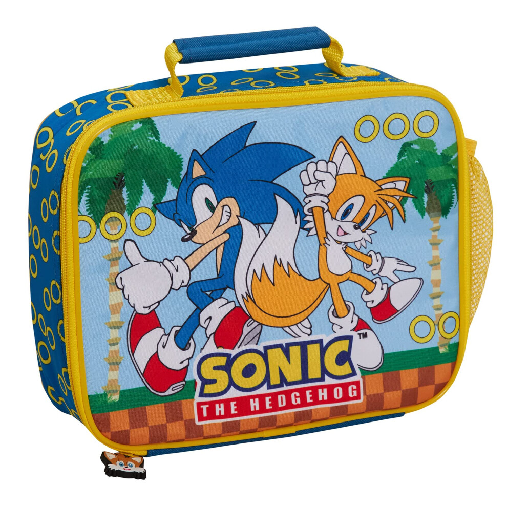 Sonic The Hedgehog Lunch Bag For Kids Sega Lunch Box School Travel Insulated Lunchbag With Drinks Holder, Blue