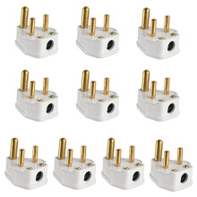 10Pcs 5A Pin Plugs, 3-Pin Mains Plug Adaptor, White 3 Pin Lighting Plugs for Stage Lighting Lamp, Flood Lights, Spotlights, Landscape Lights