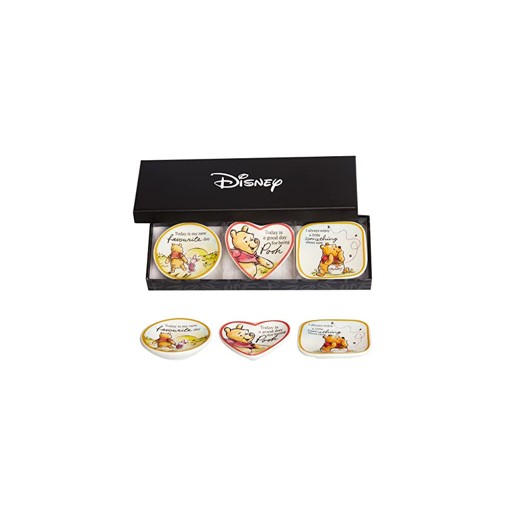 Christopher Robin's Winnie The Pooh Trinket Tray Gift Set, 3 Piece Jewelry Dish Ring Holder