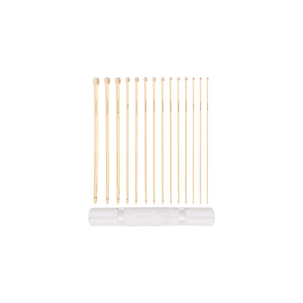 14 Sizes Bamboo Tunisian Afghan Crochet Hooks - Each Hook Measures 35cm/14 inches - Sizes 2mm to 10mm - Tunisia Hooks for Crocheting Projects -
