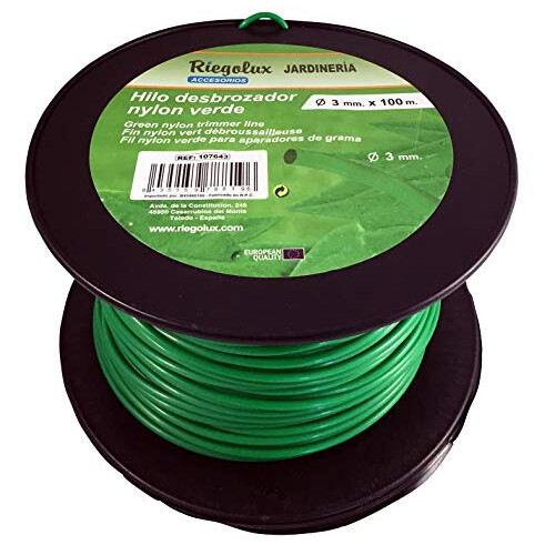 107643 Nylon Round Trimmer Thread, Green, 3 mm x 100 m