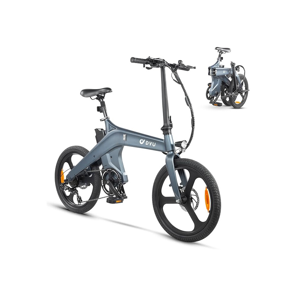 DYU T1 Electric Bike, 20'' E-Bike, 250W Folding 7 Speed Gears