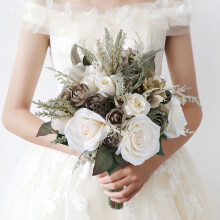 Wedding Bouquet Hand Made Roses Bridesmaid Bridal Artificial Bouquets Customization Bride Holding Bouquet Wedding Decoration Creamy