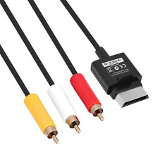 AV Cable for Xbox 360 Slim, 3 RCA Stereo Audio Video Composite Cable 1.8M Component ABS TV Lead Cord Audio Video Cord for XBOX 360 Slim - Refurbished