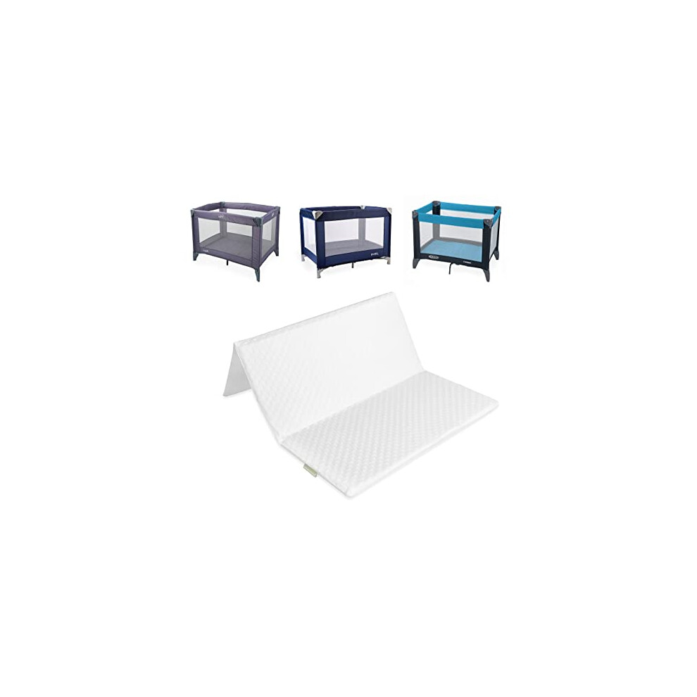 Premium Foam Foldable Travel Cot Mattress, 95 X 65 X 2.5Cm White Mother Nurture