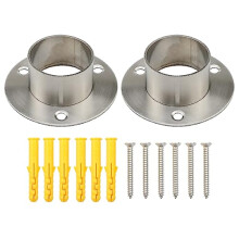 Stainless Steel Closet Rod Flange Holder for Diameter 1.5 inch (38mm) Steel Pipe, Pack of 2