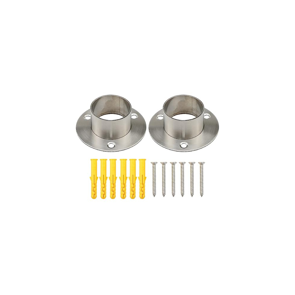 Stainless Steel Closet Rod Flange Holder For Diameter 1.5 Inch (38Mm) Steel Pipe, Pack Of 2 607841818209
