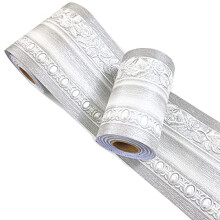 3D Grey Floral Wallpaper Border Wall Peel Stick Molding Border Home Ceiling Sticker for Bathroom Living Room Kitchen Wall 10cm by 16.4ft