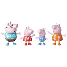 Peppa Pig Speelgoed Peppa's Familie Vakantie, 4 Figuren in Tropische Kleding, Voor Peuters van 3 Jaar en Oudere