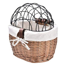 Dog Bicycle Front Handlebar Basket Pets Seat Handwoven Wicker Road Bike Basket Pet