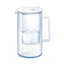 Glass White Water Filter Jug - Take to Table Premium Glass Design Jug with Easy-Fill Flip-Open Lid, 2.5L Capacity, 1 X MAXFOR+ Filter Included,