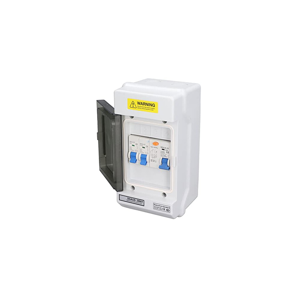 Garage Consumer Unit, Consumer Unit Circuits Breakers Panel, 40A 30Ma Rcd+2Mcb(6A+16A) 230V 50Hz Mini Leakage Circuit Breaker Consumer Unit 2 Way For 7846285331254