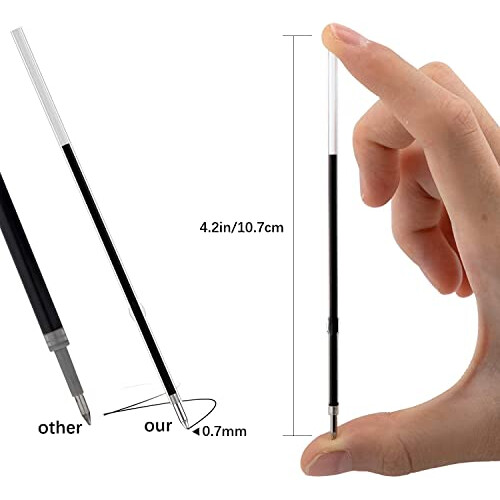 100pcs Replaceable Ballpoint Pen Refills 0.7mm Medium Point for Gel Ink Refill Smooth Writing for Retractable Ballpoint Pen (Black) 1