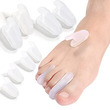 Flared Gel Toe Separators 8Pcs (4 Large + 4 Small) - Toe Spacers for Bunions, Hallux Valgus & Overlapping Toes, Reusable