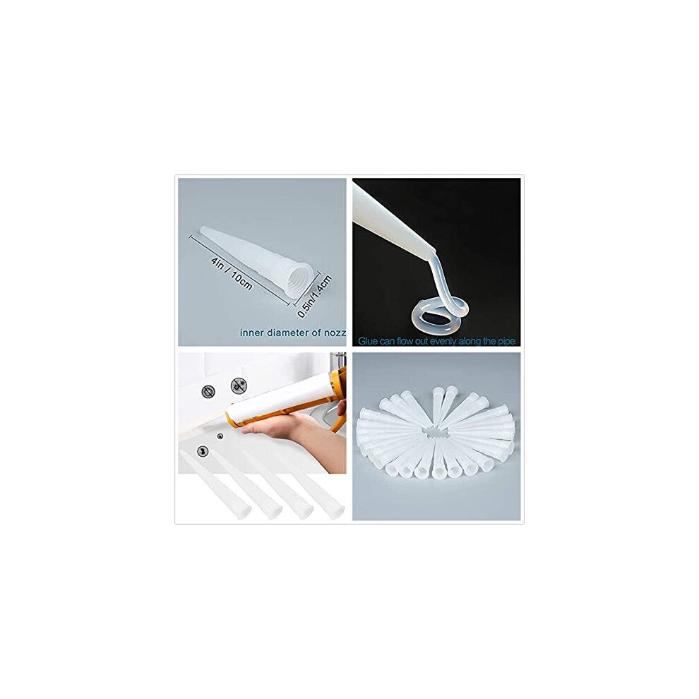 Caulking Nozzle Set – 9-Piece ABS Applicator Kit With Thick, Slender & Curved Tips For Sausage Sealant & Repairs