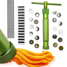 Clay Extruder, Stainless Steel Sugar Paste Extruder Cutter Decorating Tool with 20 Tips for Fondant,Cake and Clay,Set of 3 Mixed Cutter Blades