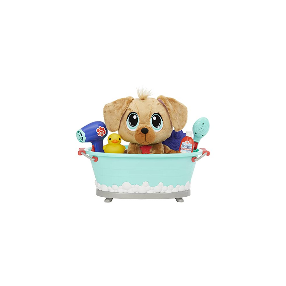 Rescue Tales Scrub 'n Groom Bathtub Playset - with Golden Retriever Plush - Soft & Huggable Pet Toy - Encourages Empathy - Includes Brush, Rubber Duck