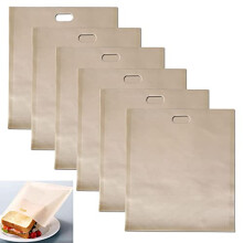 6 Pack Toaster Bags Reusable, Perfect for Grilled Cheese Sandwiches- 100% BPA Gluten Free- FDA & LFGB Approved of Premium Quality Teflon Toaster Bags