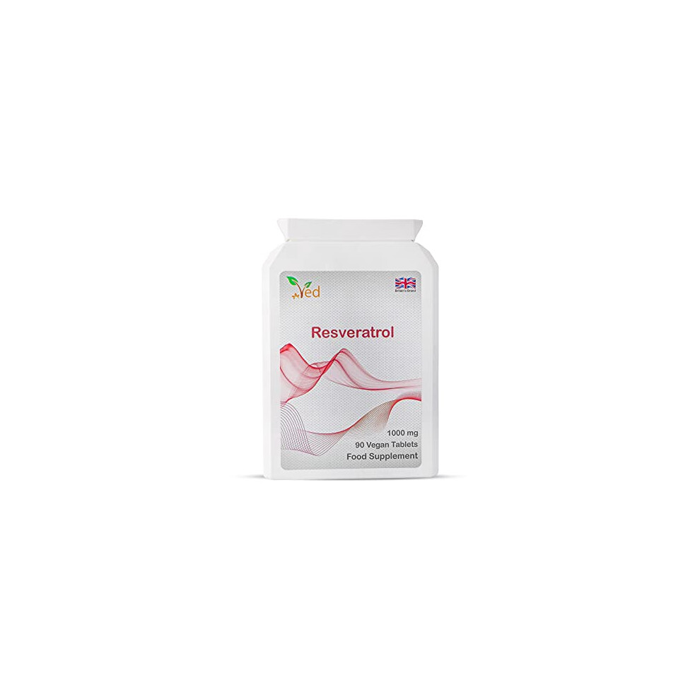 Ved Anti-Aging, Heart Health, Immunity Support | Antioxidant Supplement | Resveratrol Tablets | 1000 Mg X 90 Tablets