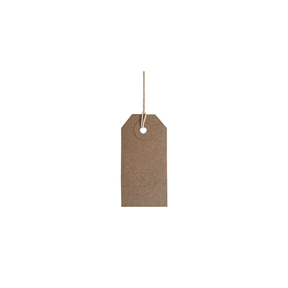 Strung Tags Brown Reinforced Card Clothing Parcel Label String Hanging Gift Swing Tickets Kraft Hang Price Labelling 70mm x 35mm (Pack of 500)