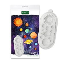 Planets Silicone Mould for Cake Decorating & Crafts - Mould Size 174 x 76 x 7mm; Planets from 8 to 48mm Diameter