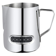 Milk Frothing Pitchers with Integrated Thermometer,Latte Art Jug Stainless Steel Creamer Temperature Espresso Steaming Pitchers 20 oz (600 ml)