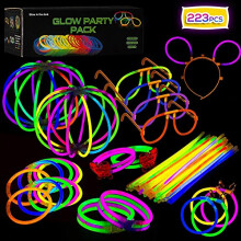 Glow Sticks Party Pack with Connectors - Colorful Lights Up Supplies for Parties, Wedding, Birthday, Festival | Glowing Bracelet, Earring, Eyeglasses