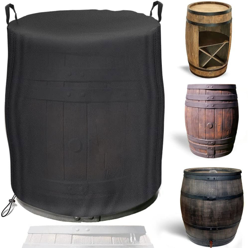 Rain barrel cover, waterproof, 420D Oxford full tarpaulin, suitable for narrow rain barrel, rain barrel, wine barrel, windproof, winterproof,