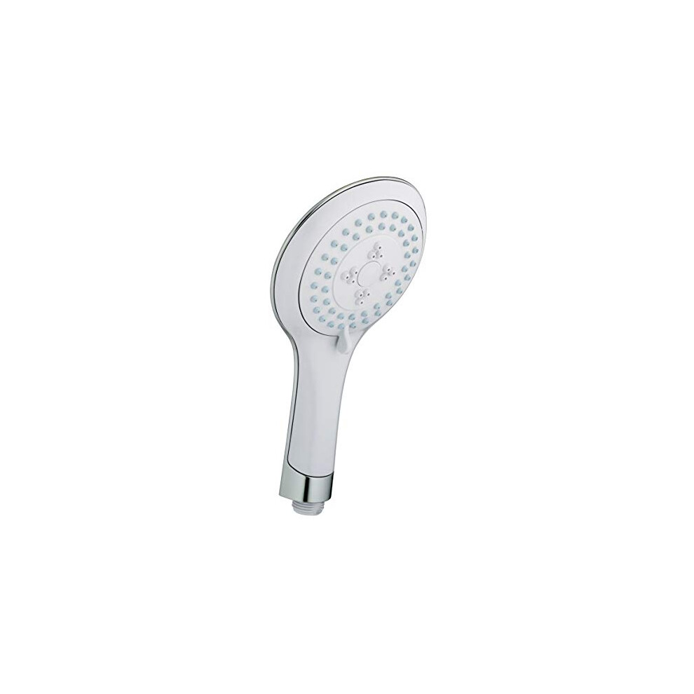 Evo Large 120 mm Diameter 3 Mode Function White/Chrome Shower Head Handset with Rub Clean Nozzles (EVC HAND04 WC)