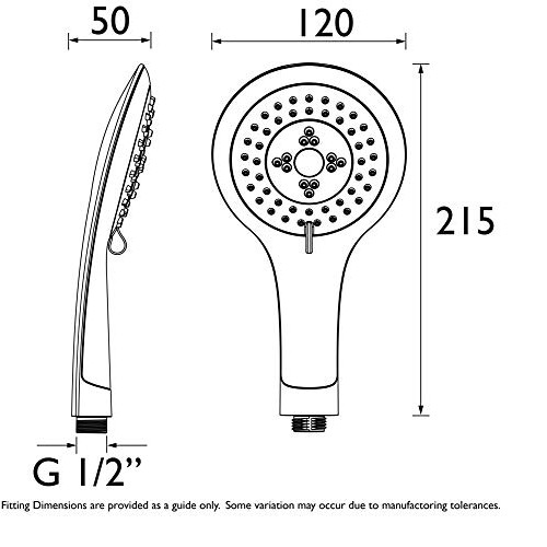Bristan Evo Large 120 mm Diameter 3 Mode Function White/Chrome Shower Head Handset with Rub Clean Nozzles (EVC HAND04 WC) 2