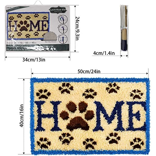 Latch Hook Rug Kit, Home, 6040 cm 2