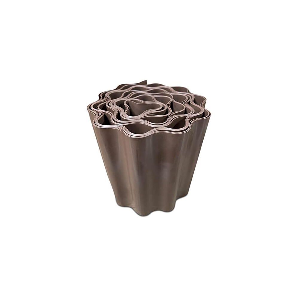 9M Lawn Edging Brown Flexible Plastic Weatherproof Frost Resistant 15Cm Height - Mypurecore 5060603861915