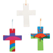 Cross Ceramic Decorations - Pack of 5, Easter Crafts, Craft For Kids (AX783)