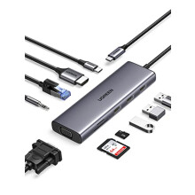 UGREEN USB-C 10-in-1-Adapter auf USB-A/HDMI/VGA/RJ45/SD7TF/AUX 3,5 mm/PD
