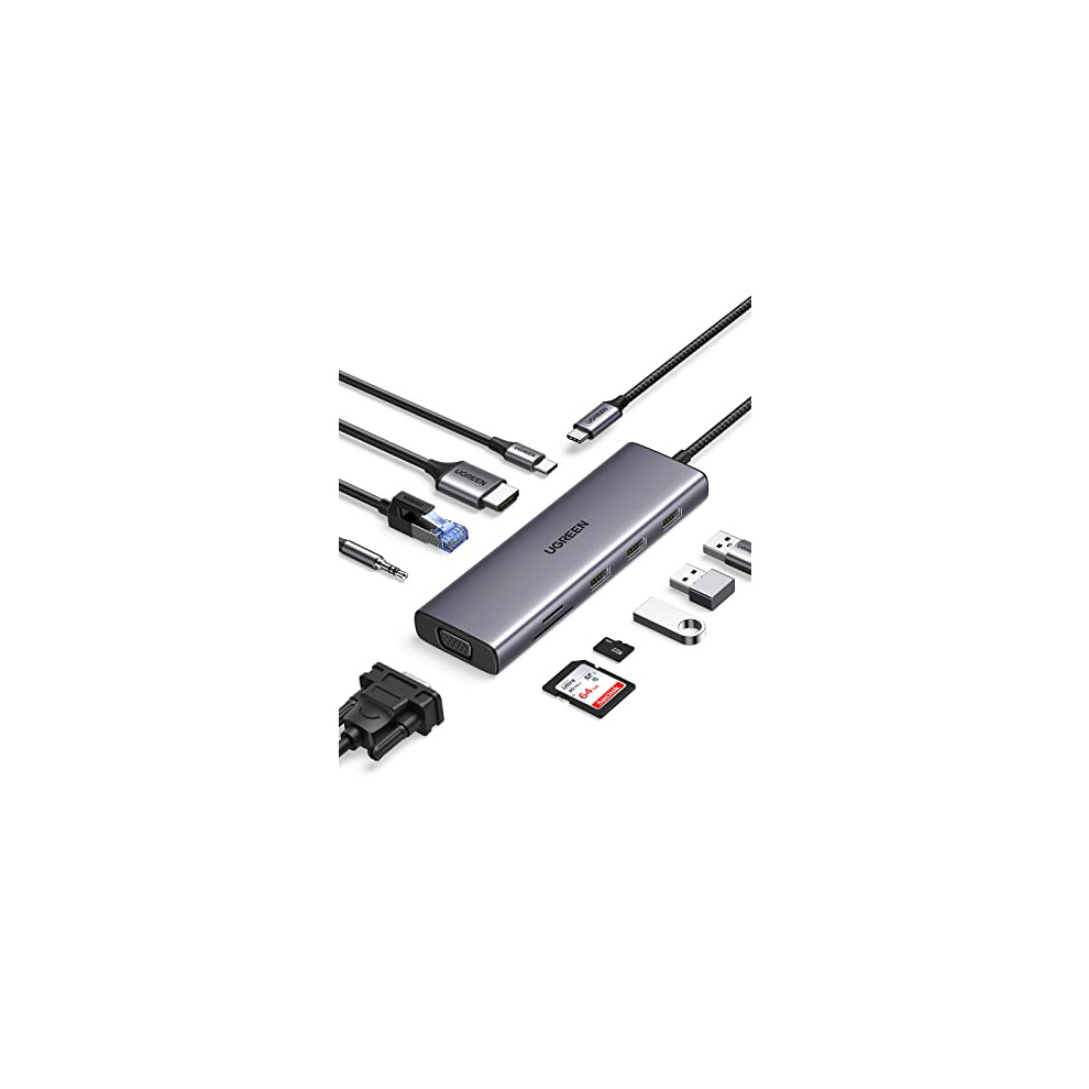 Ugreen 10-In-1-Adapter Revodok Cm498 Hub Usb Auf 3X Usb-A 3.0, Hdmi, Vga, Rj45, Sd/Tf, Aux 3,5 Mm, Pd-Konverter - Bild 8