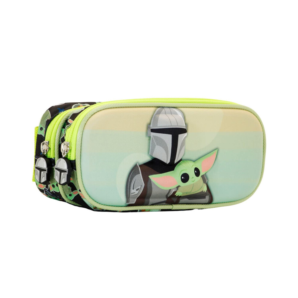 The Mandalorian Eyes-3D Double Pencil Case, Green, 22 x 9.5 cm