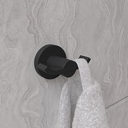 Croydex Metra Flexi-Fix Double Robe Hook, Matt Black 1