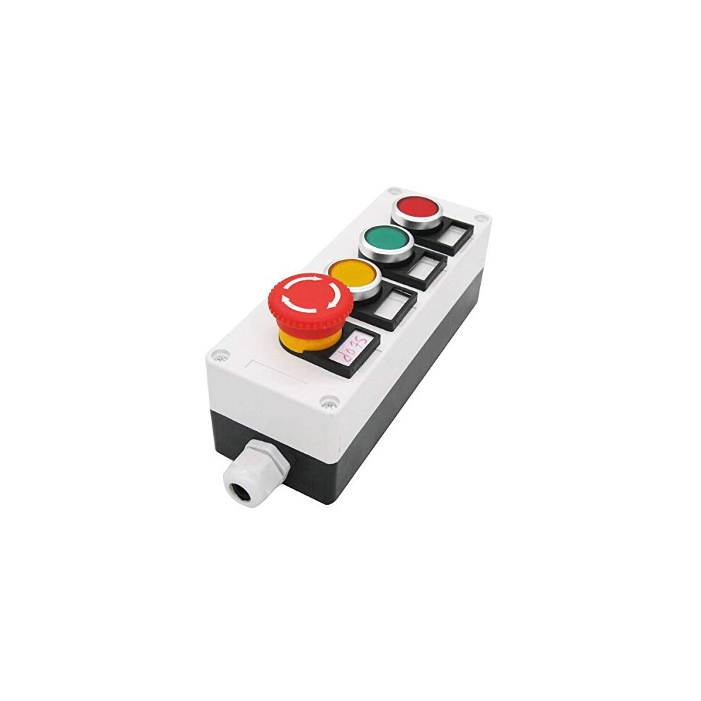 Taiss/Red Yellow Green Momentary Switch + Red Mushroom Emergency Stop 1Nc 1No Latching Push Button Station Switch Pushbutton Switches 440V 10A 717209031598